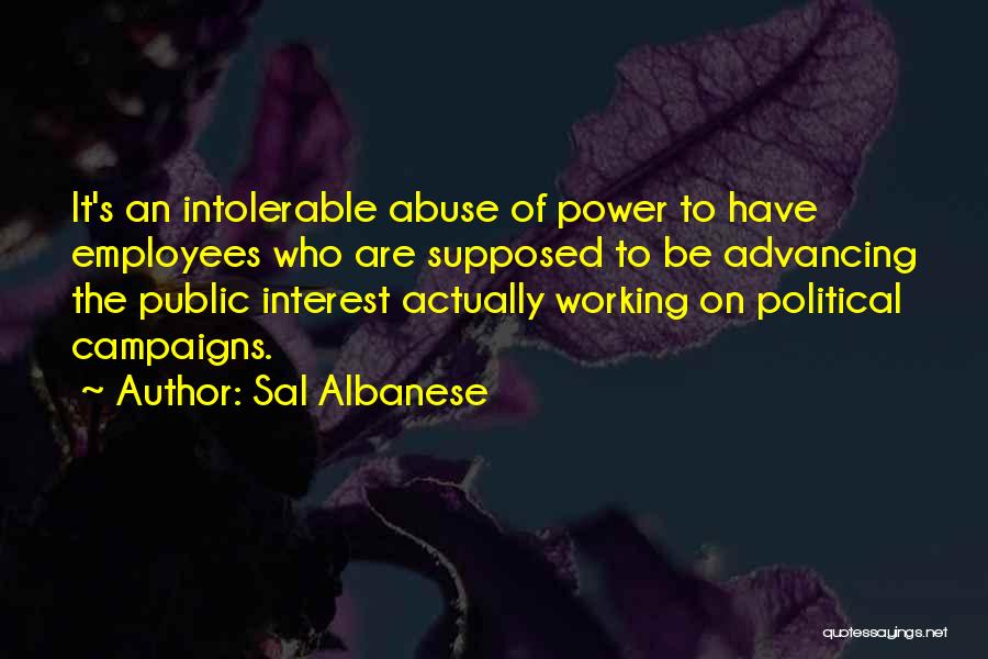Sal Albanese Quotes: It's An Intolerable Abuse Of Power To Have Employees Who Are Supposed To Be Advancing The Public Interest Actually Working