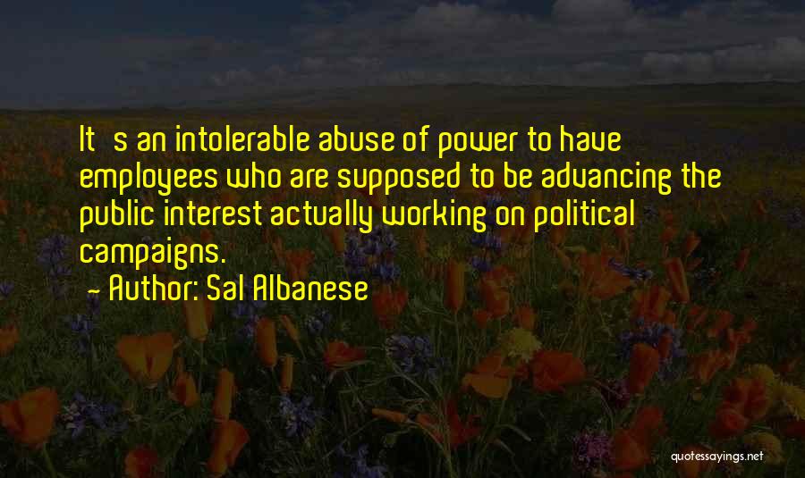 Sal Albanese Quotes: It's An Intolerable Abuse Of Power To Have Employees Who Are Supposed To Be Advancing The Public Interest Actually Working
