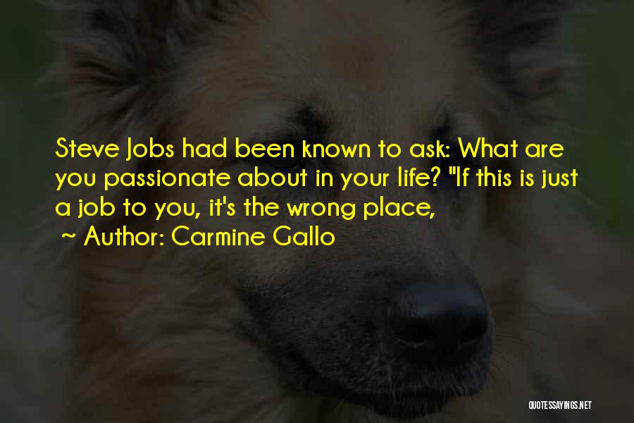 Carmine Gallo Quotes: Steve Jobs Had Been Known To Ask: What Are You Passionate About In Your Life? If This Is Just A