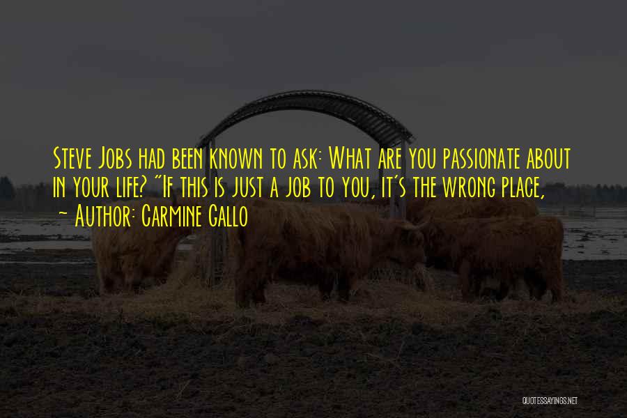 Carmine Gallo Quotes: Steve Jobs Had Been Known To Ask: What Are You Passionate About In Your Life? If This Is Just A