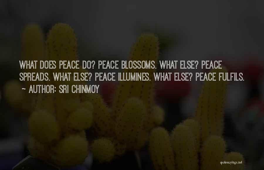 Sri Chinmoy Quotes: What Does Peace Do? Peace Blossoms. What Else? Peace Spreads. What Else? Peace Illumines. What Else? Peace Fulfils.