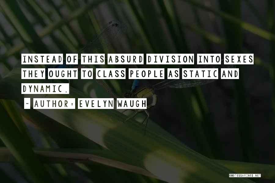 Evelyn Waugh Quotes: Instead Of This Absurd Division Into Sexes They Ought To Class People As Static And Dynamic.