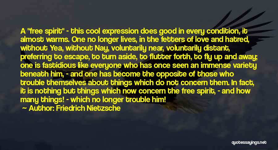 Friedrich Nietzsche Quotes: A Free Spirit - This Cool Expression Does Good In Every Condition, It Almost Warms. One No Longer Lives, In