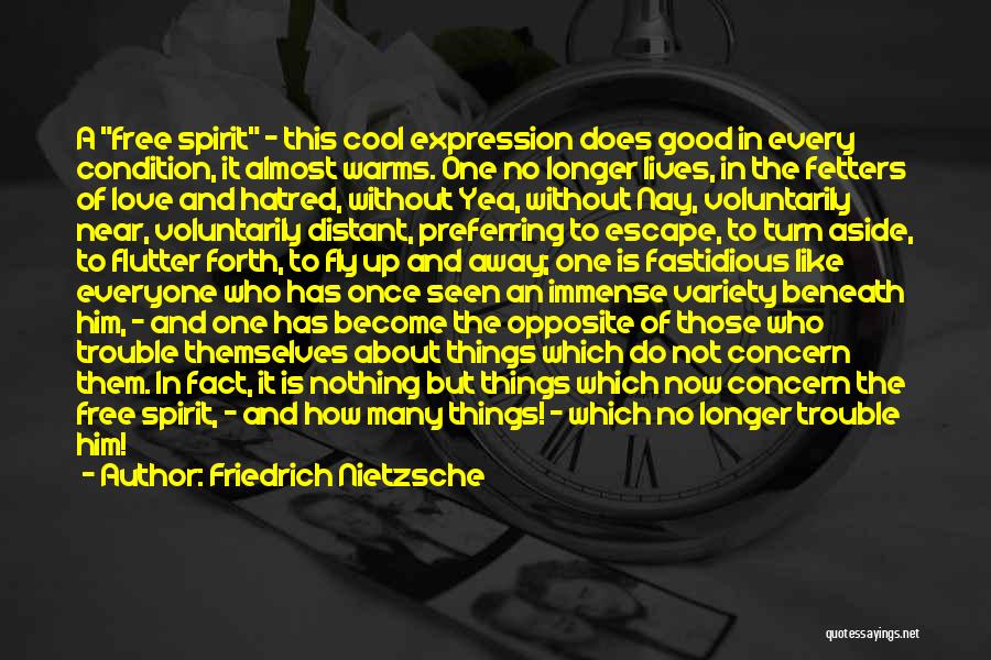 Friedrich Nietzsche Quotes: A Free Spirit - This Cool Expression Does Good In Every Condition, It Almost Warms. One No Longer Lives, In