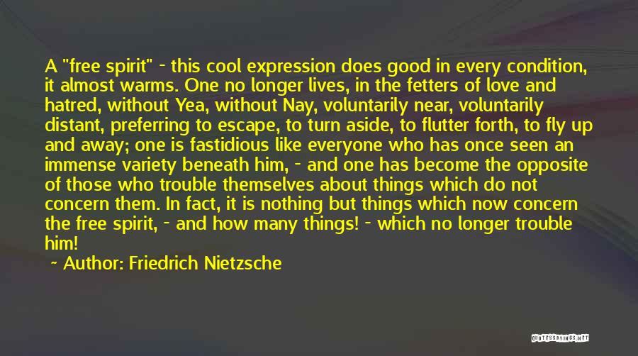 Friedrich Nietzsche Quotes: A Free Spirit - This Cool Expression Does Good In Every Condition, It Almost Warms. One No Longer Lives, In