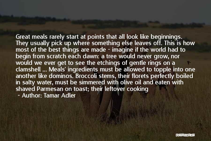 Tamar Adler Quotes: Great Meals Rarely Start At Points That All Look Like Beginnings. They Usually Pick Up Where Something Else Leaves Off.