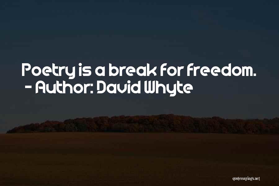 David Whyte Quotes: Poetry Is A Break For Freedom.