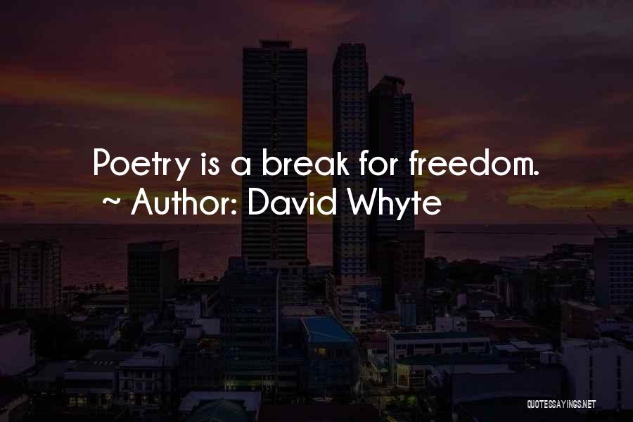 David Whyte Quotes: Poetry Is A Break For Freedom.