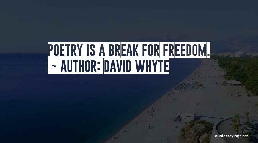 David Whyte Quotes: Poetry Is A Break For Freedom.