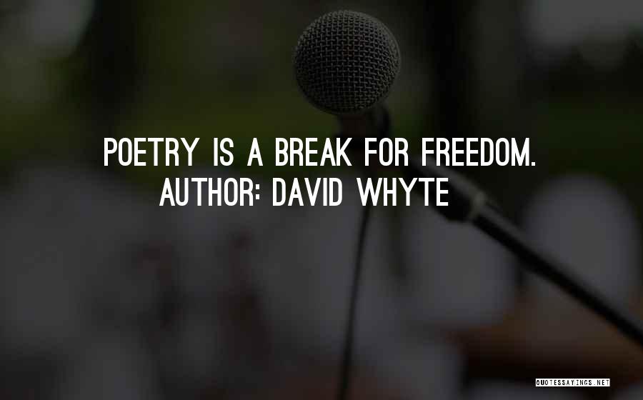 David Whyte Quotes: Poetry Is A Break For Freedom.