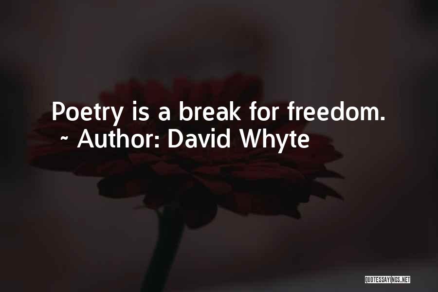 David Whyte Quotes: Poetry Is A Break For Freedom.