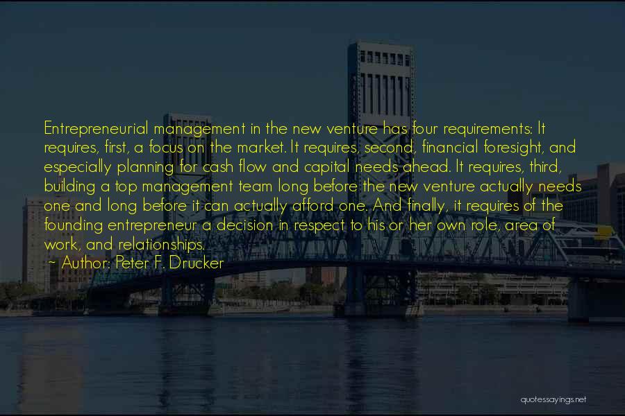 Peter F. Drucker Quotes: Entrepreneurial Management In The New Venture Has Four Requirements: It Requires, First, A Focus On The Market. It Requires, Second,