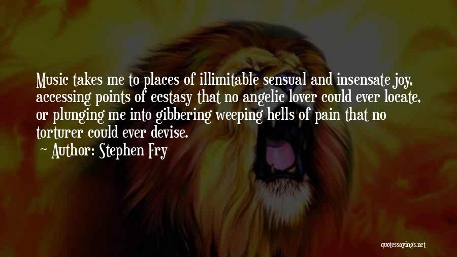 Stephen Fry Quotes: Music Takes Me To Places Of Illimitable Sensual And Insensate Joy, Accessing Points Of Ecstasy That No Angelic Lover Could