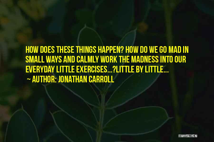 Jonathan Carroll Quotes: How Does These Things Happen? How Do We Go Mad In Small Ways And Calmly Work The Madness Into Our