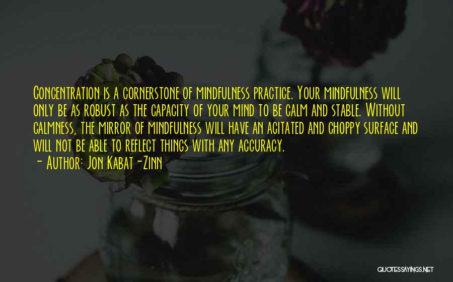 Jon Kabat-Zinn Quotes: Concentration Is A Cornerstone Of Mindfulness Practice. Your Mindfulness Will Only Be As Robust As The Capacity Of Your Mind