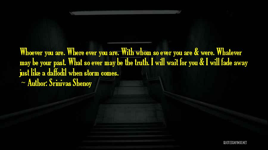 Srinivas Shenoy Quotes: Whoever You Are. Where Ever You Are. With Whom So Ever You Are & Were. Whatever May Be Your Past.