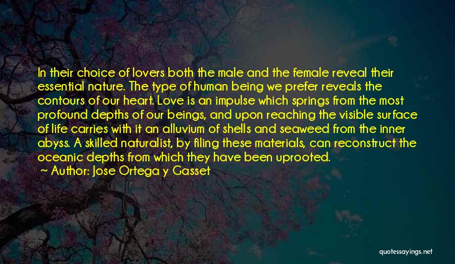 Jose Ortega Y Gasset Quotes: In Their Choice Of Lovers Both The Male And The Female Reveal Their Essential Nature. The Type Of Human Being