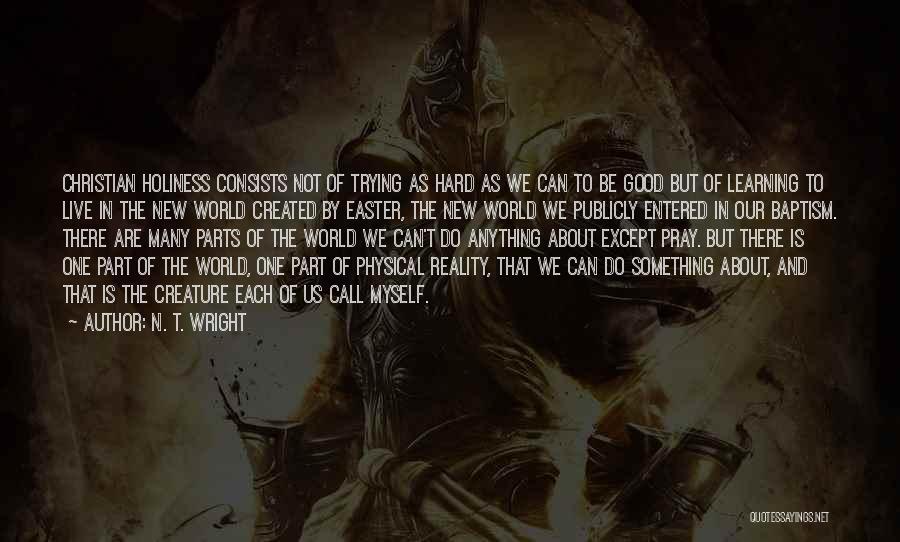 N. T. Wright Quotes: Christian Holiness Consists Not Of Trying As Hard As We Can To Be Good But Of Learning To Live In