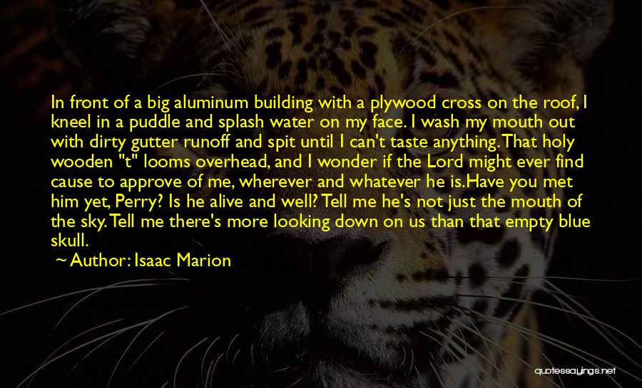 Isaac Marion Quotes: In Front Of A Big Aluminum Building With A Plywood Cross On The Roof, I Kneel In A Puddle And