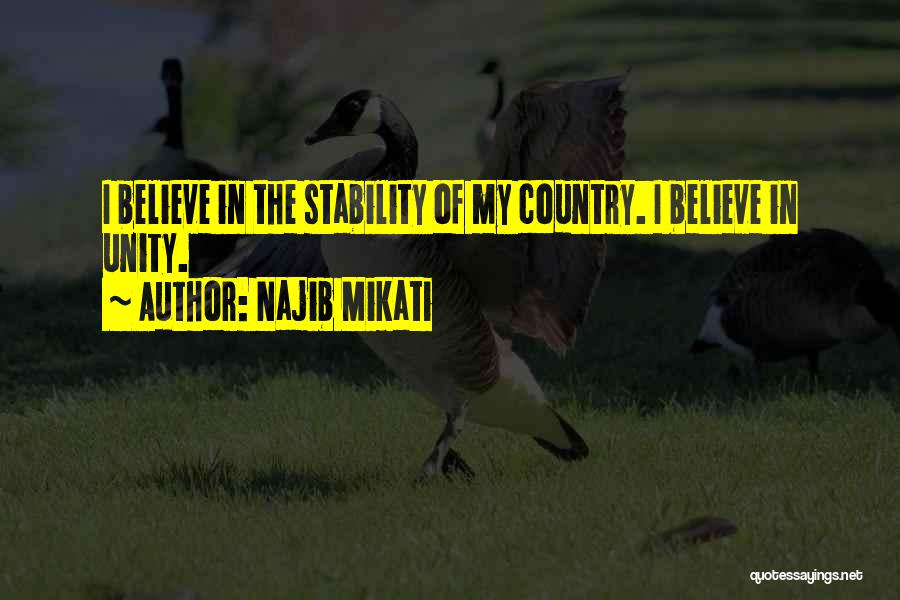 Najib Mikati Quotes: I Believe In The Stability Of My Country. I Believe In Unity.