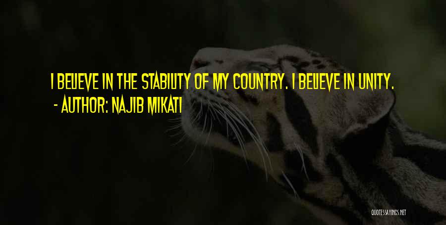 Najib Mikati Quotes: I Believe In The Stability Of My Country. I Believe In Unity.