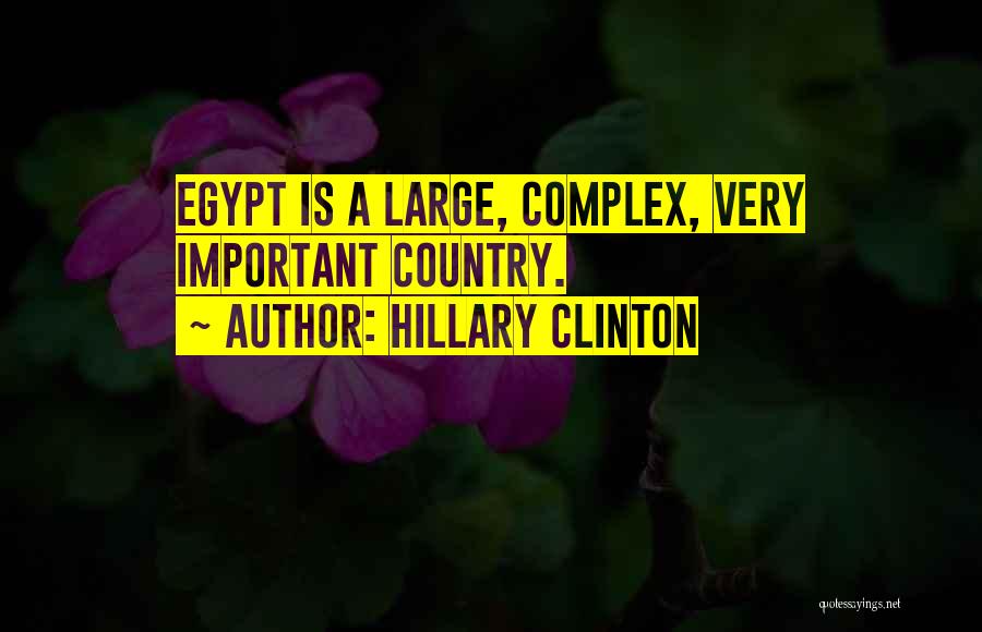 Hillary Clinton Quotes: Egypt Is A Large, Complex, Very Important Country.