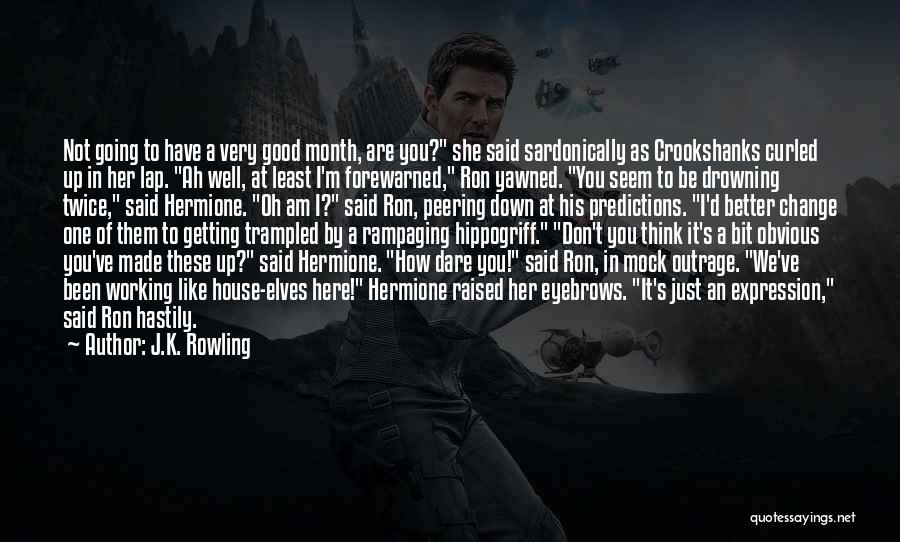 J.K. Rowling Quotes: Not Going To Have A Very Good Month, Are You? She Said Sardonically As Crookshanks Curled Up In Her Lap.
