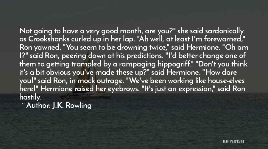 J.K. Rowling Quotes: Not Going To Have A Very Good Month, Are You? She Said Sardonically As Crookshanks Curled Up In Her Lap.