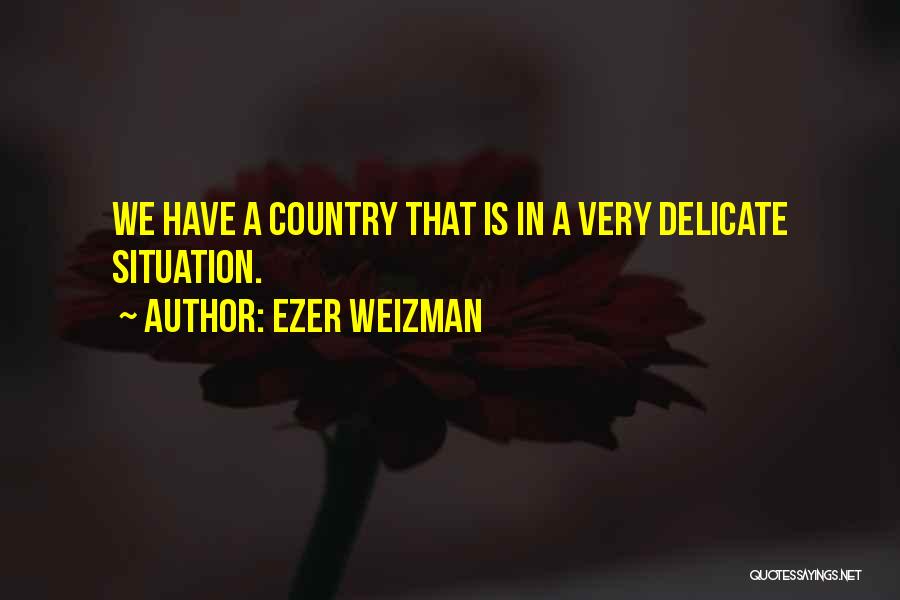 Ezer Weizman Quotes: We Have A Country That Is In A Very Delicate Situation.