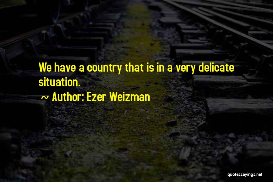 Ezer Weizman Quotes: We Have A Country That Is In A Very Delicate Situation.