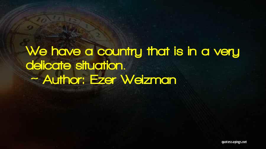 Ezer Weizman Quotes: We Have A Country That Is In A Very Delicate Situation.
