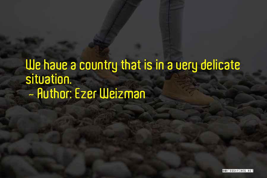 Ezer Weizman Quotes: We Have A Country That Is In A Very Delicate Situation.