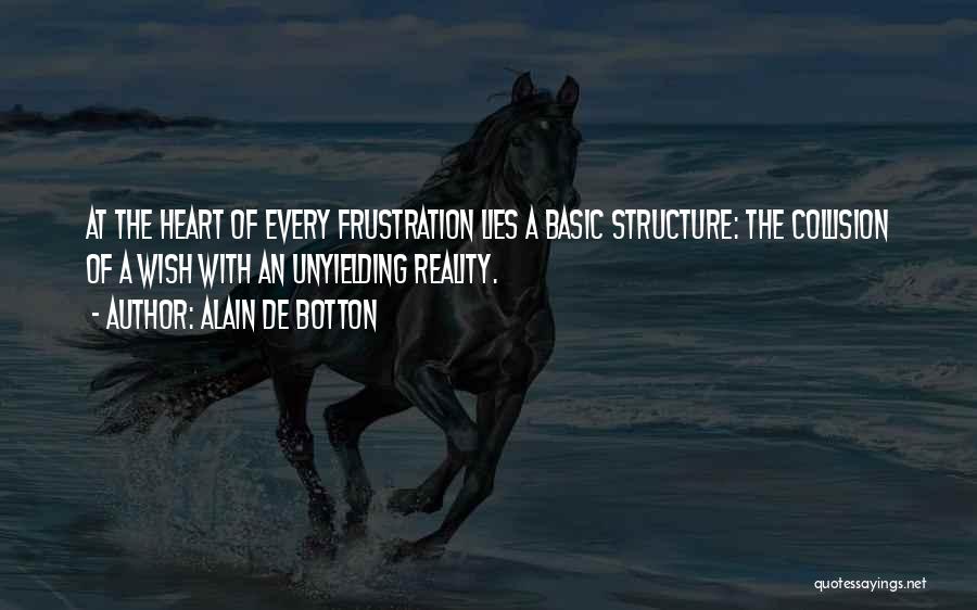 Alain De Botton Quotes: At The Heart Of Every Frustration Lies A Basic Structure: The Collision Of A Wish With An Unyielding Reality.