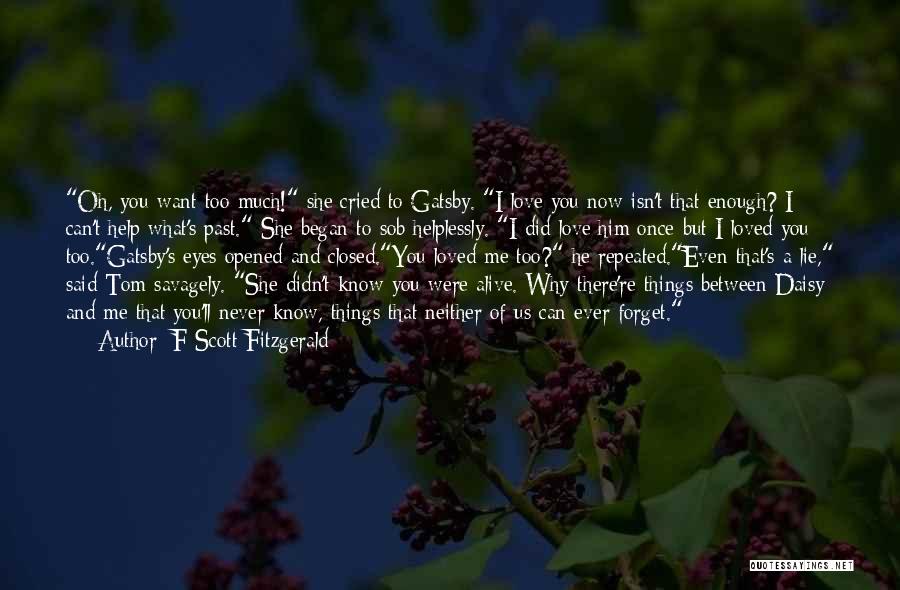 F Scott Fitzgerald Quotes: Oh, You Want Too Much! She Cried To Gatsby. I Love You Now-isn't That Enough? I Can't Help What's Past.