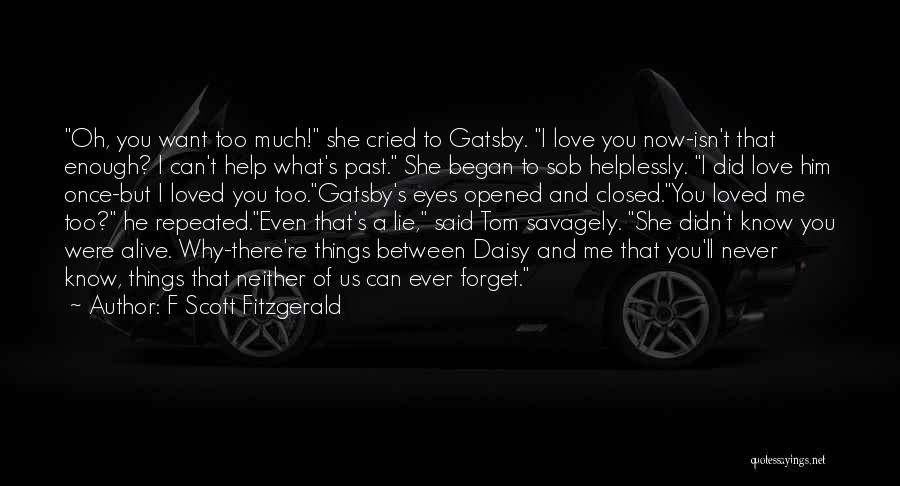 F Scott Fitzgerald Quotes: Oh, You Want Too Much! She Cried To Gatsby. I Love You Now-isn't That Enough? I Can't Help What's Past.