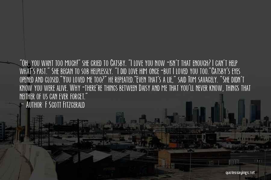 F Scott Fitzgerald Quotes: Oh, You Want Too Much! She Cried To Gatsby. I Love You Now-isn't That Enough? I Can't Help What's Past.