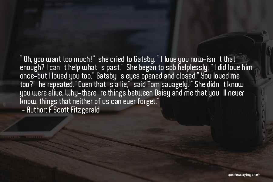 F Scott Fitzgerald Quotes: Oh, You Want Too Much! She Cried To Gatsby. I Love You Now-isn't That Enough? I Can't Help What's Past.