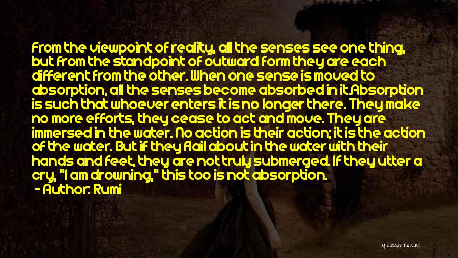 Rumi Quotes: From The Viewpoint Of Reality, All The Senses See One Thing, But From The Standpoint Of Outward Form They Are