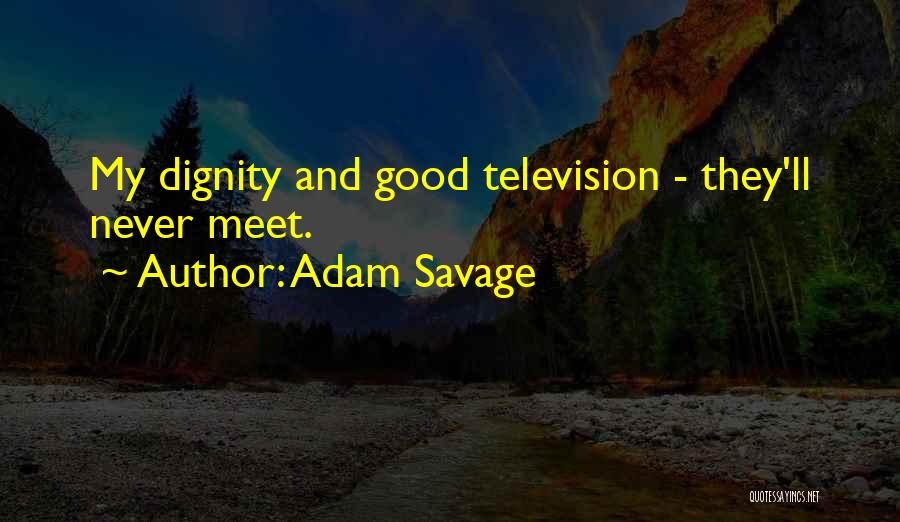 Adam Savage Quotes: My Dignity And Good Television - They'll Never Meet.