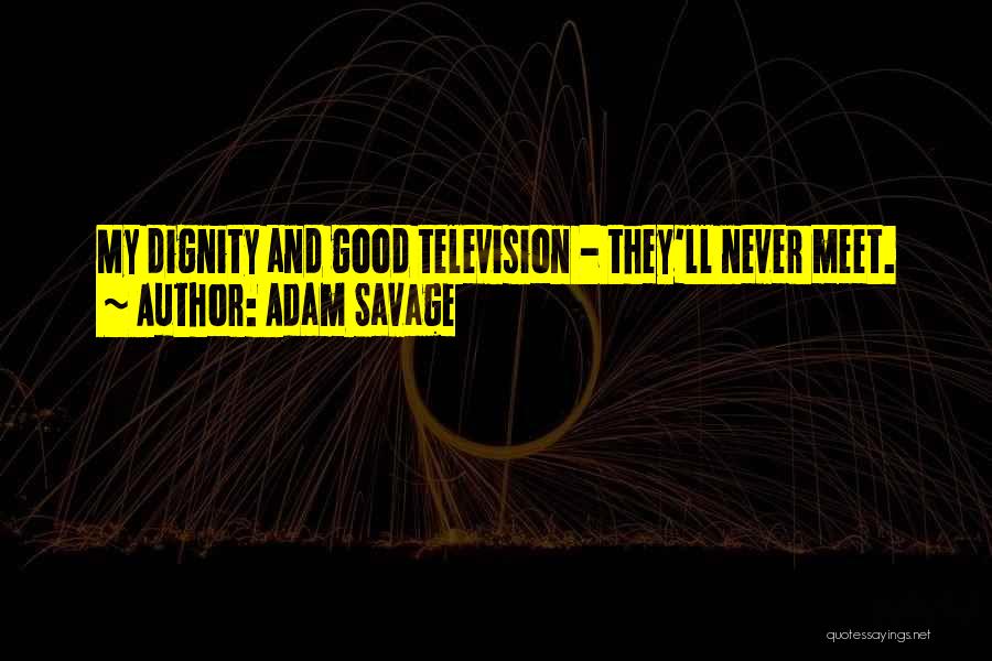 Adam Savage Quotes: My Dignity And Good Television - They'll Never Meet.