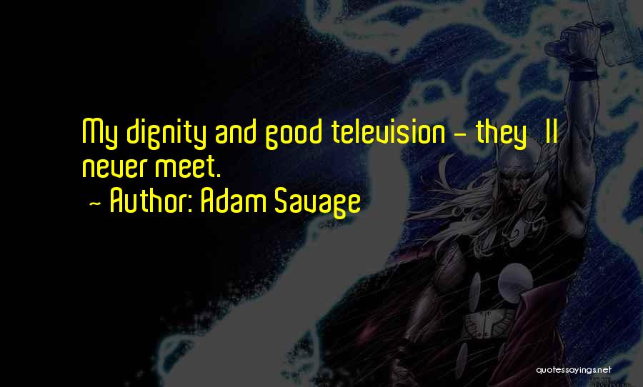 Adam Savage Quotes: My Dignity And Good Television - They'll Never Meet.