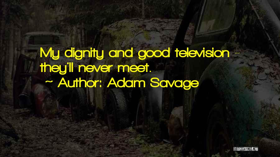 Adam Savage Quotes: My Dignity And Good Television - They'll Never Meet.