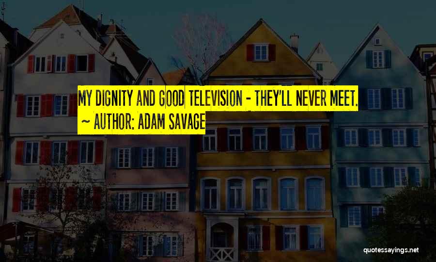 Adam Savage Quotes: My Dignity And Good Television - They'll Never Meet.