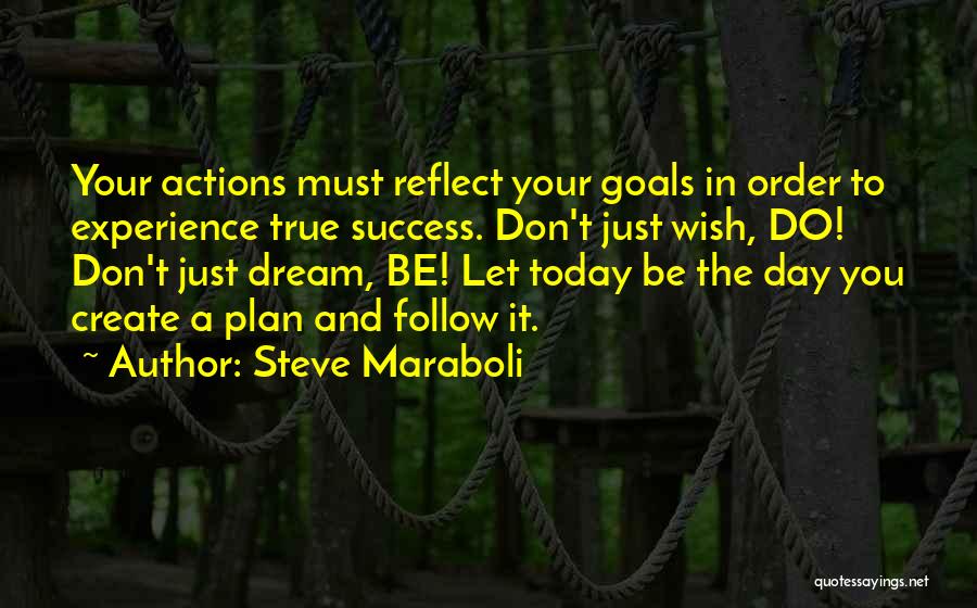 Steve Maraboli Quotes: Your Actions Must Reflect Your Goals In Order To Experience True Success. Don't Just Wish, Do! Don't Just Dream, Be!