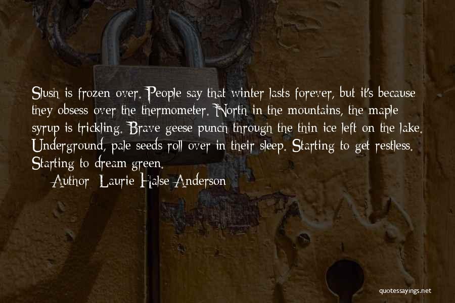 Laurie Halse Anderson Quotes: Slush Is Frozen Over. People Say That Winter Lasts Forever, But It's Because They Obsess Over The Thermometer. North In