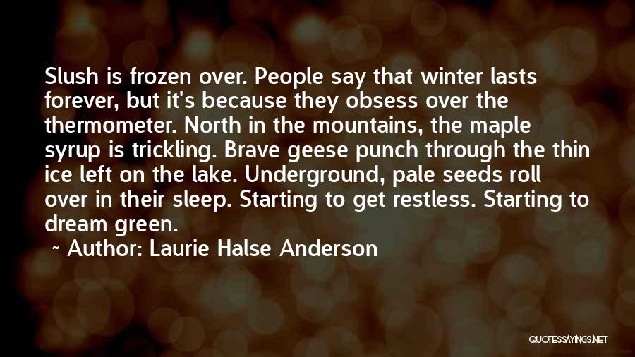 Laurie Halse Anderson Quotes: Slush Is Frozen Over. People Say That Winter Lasts Forever, But It's Because They Obsess Over The Thermometer. North In