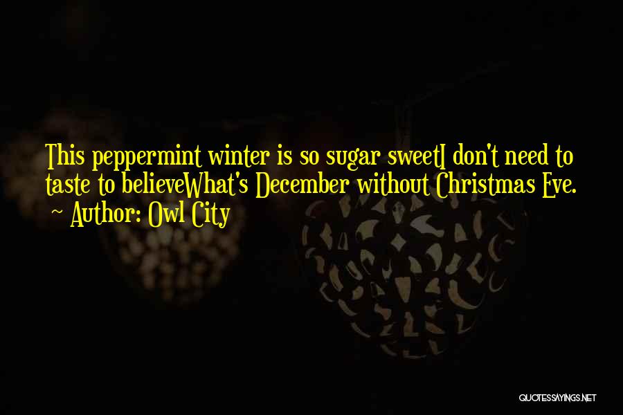 Owl City Quotes: This Peppermint Winter Is So Sugar Sweeti Don't Need To Taste To Believewhat's December Without Christmas Eve.