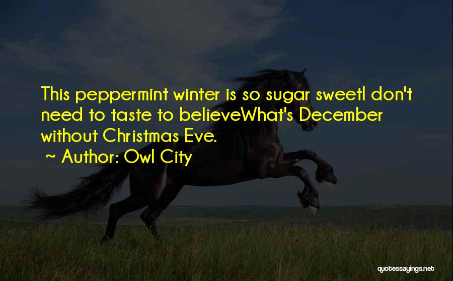 Owl City Quotes: This Peppermint Winter Is So Sugar Sweeti Don't Need To Taste To Believewhat's December Without Christmas Eve.