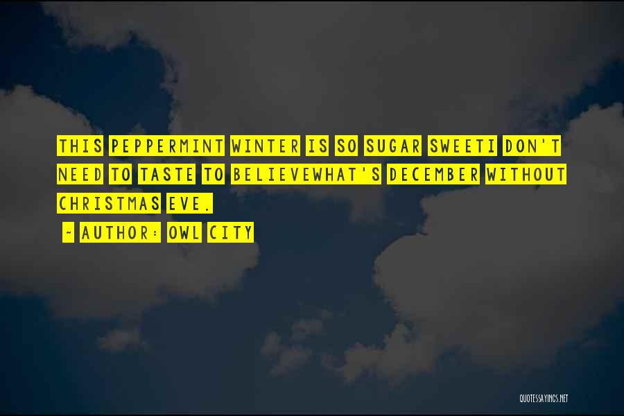 Owl City Quotes: This Peppermint Winter Is So Sugar Sweeti Don't Need To Taste To Believewhat's December Without Christmas Eve.