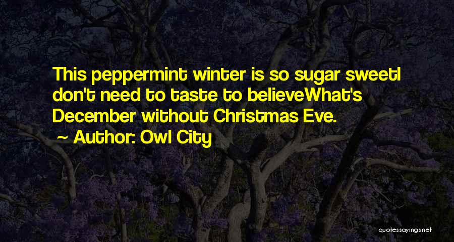 Owl City Quotes: This Peppermint Winter Is So Sugar Sweeti Don't Need To Taste To Believewhat's December Without Christmas Eve.